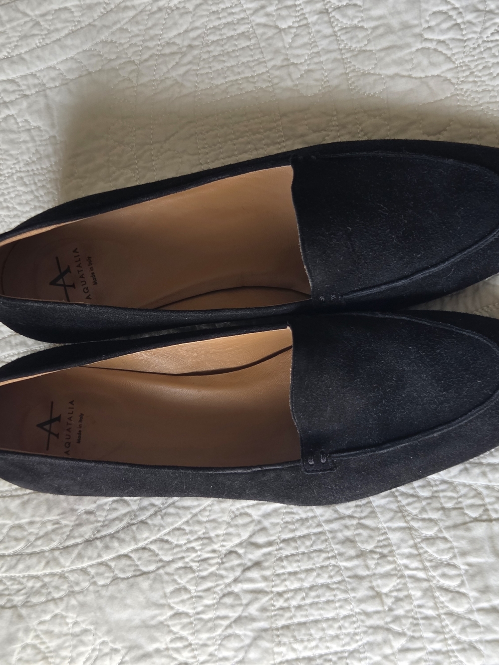 Aquatalia Suede Loafer Pump Low Block Heel - Picture 6 of 9